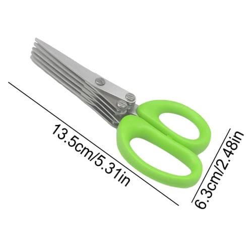 ETUCYNG 13.5x6.3cm Five-Layer Kitchen Vegetable Cutter, Stainless Steel Kitchen Scissors, Food Scissors, Household Vegetable Scissors with Comfort Gri