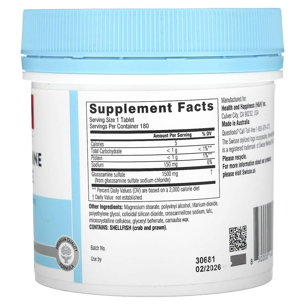 Ultiboost, Glucosamine Sulfate, 1,500Mg, 180 Tablets