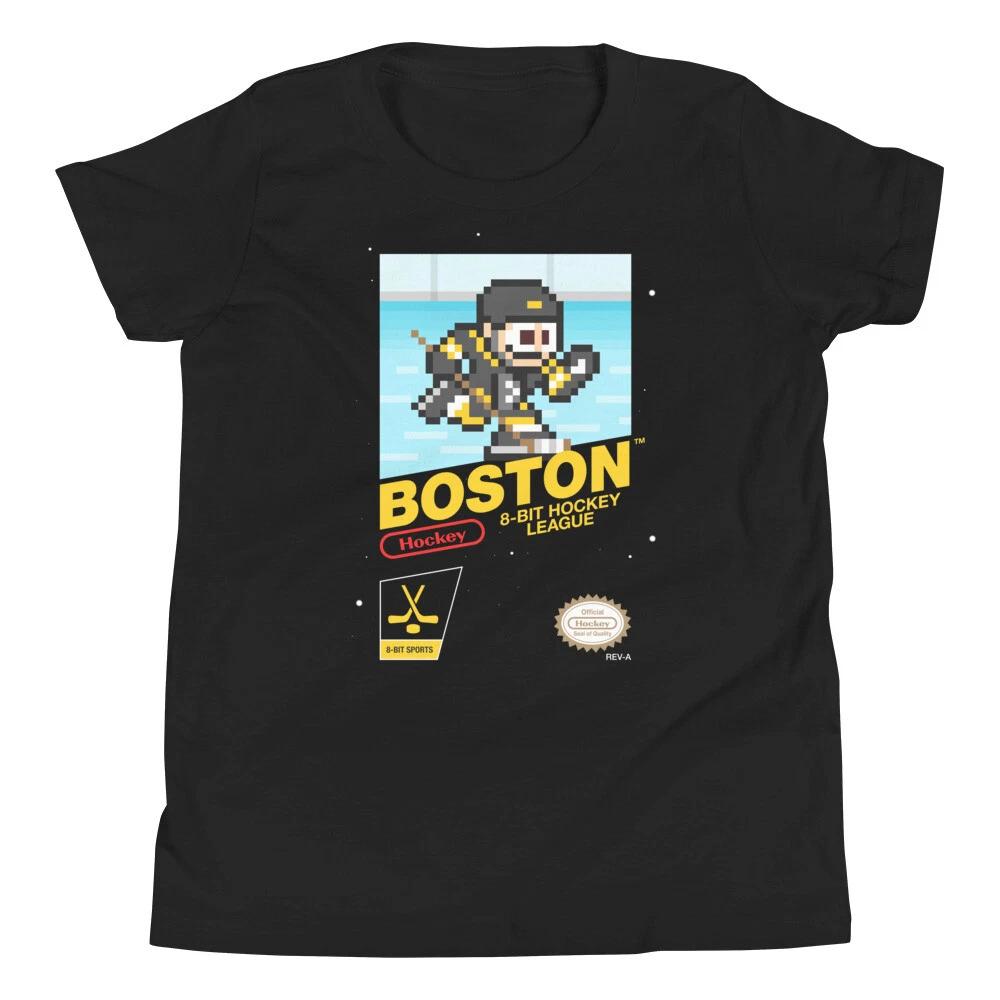 Boston Bruins Hockey Team Jersey 8-bit Nintendo Youth Kid Child Boys T-Shirt 2XL