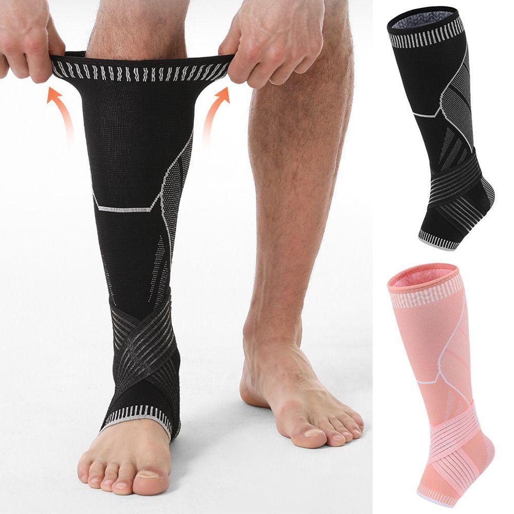 Black Pink Ankle Protection Socks Silicone Anti Slip Dots Sport Calf Guard  Basketball Soccer