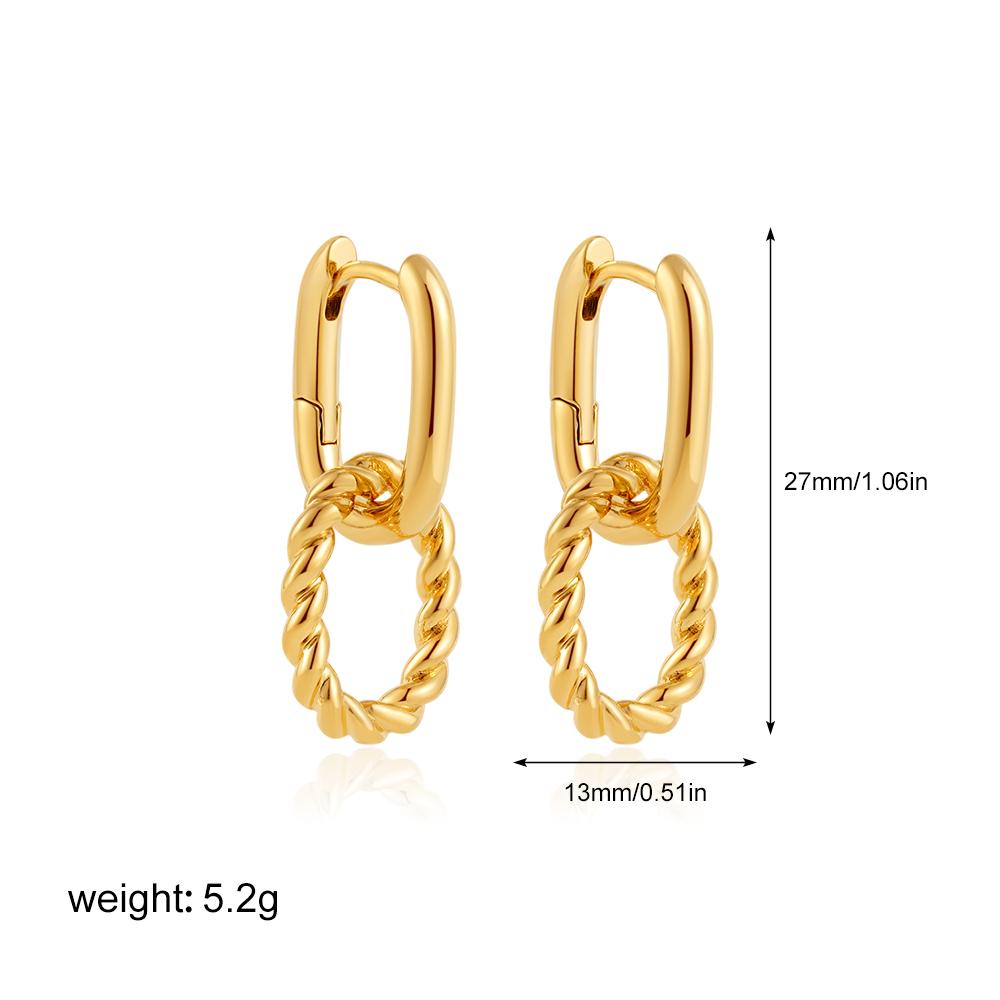 Dainty Golden Double Twist Round Hoop Pendant Earrings Retro Stainless Steel Geometric Circle Small Earring Fashion Jewelry Gift