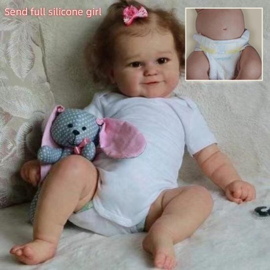 Adorabile bambola per bambino rinato da 50 cm, in tessuto Maddie o con corpo in silicone pieno, opzionale, per neonati, bambole realistiche con capelli ricci radicati fatti a mano