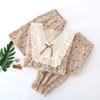Ladies crepe cotton yarn summer and autumn short sleeves trousers shorts lace retro loungewear pajamas set three-piece set