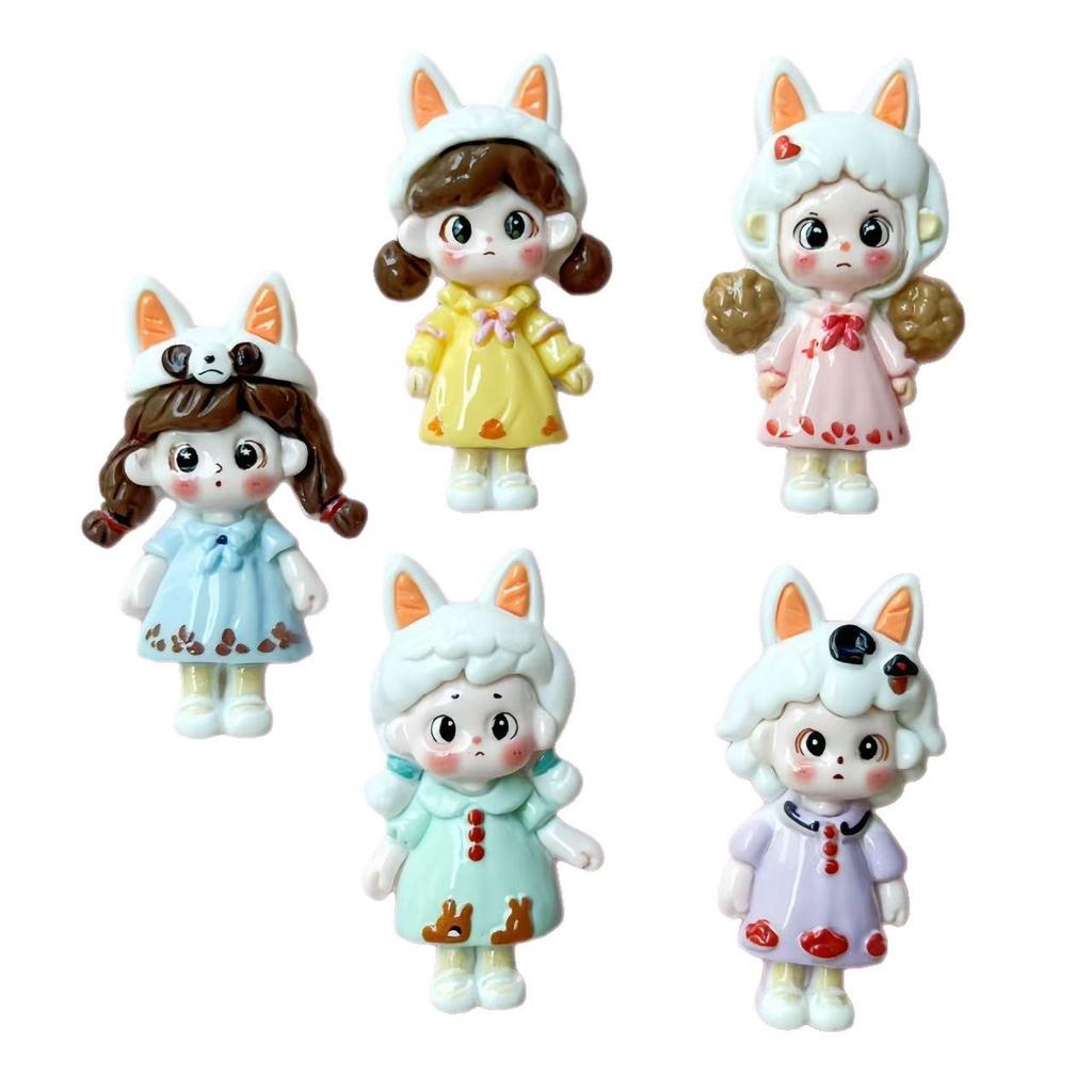 Cartoon Resin Girl Accessories: DIY Phone Case, Fridge Magnet, Keychain, Shoe Charms