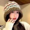 Fair Isle Style Knitted Hat For Women Retro Dual-Use Bag Hat Warm Wool Hat Earmuffs
