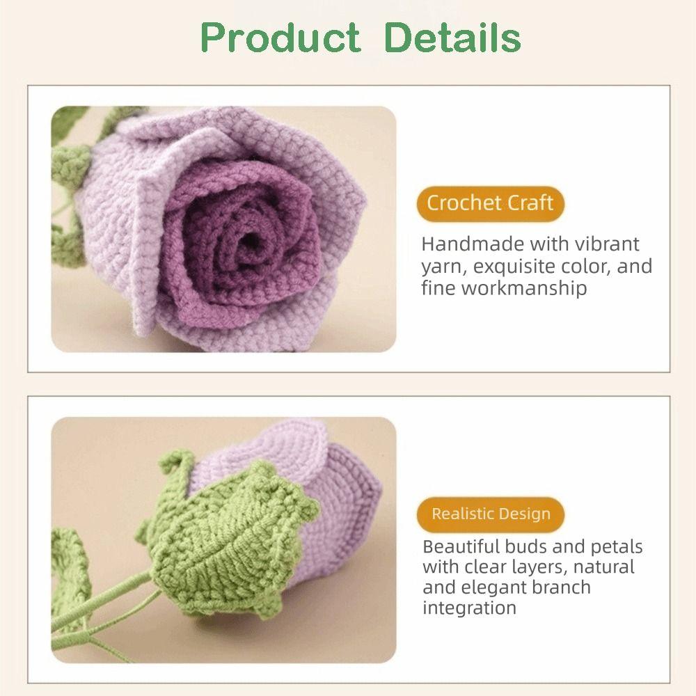 Handmade Crochet Bouquet 45cm Length Knitting Flowers Creative Crochet Flowers Wedding Gift