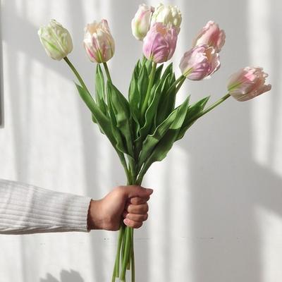 Colorful Simulation Flower Lifelike Artificial Flower Faux Parrot Tulip  Office Decor