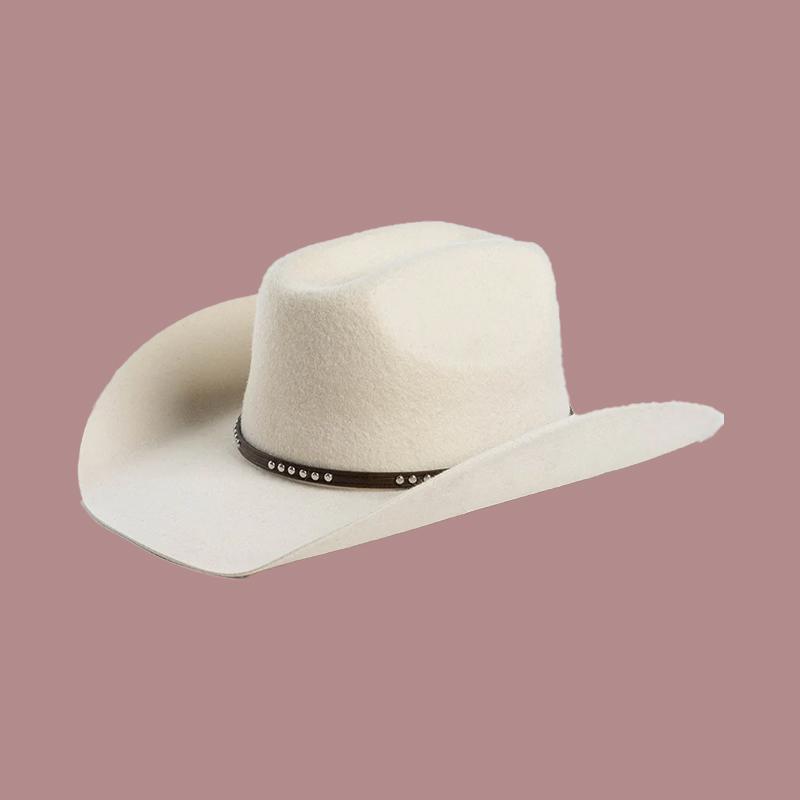 Autumn Winter Western Wedding Cowboy Hat Unisex Casual Studded Wool Felt Hat with Belt  Large Size Fedora Big  Sizes S M  L XL