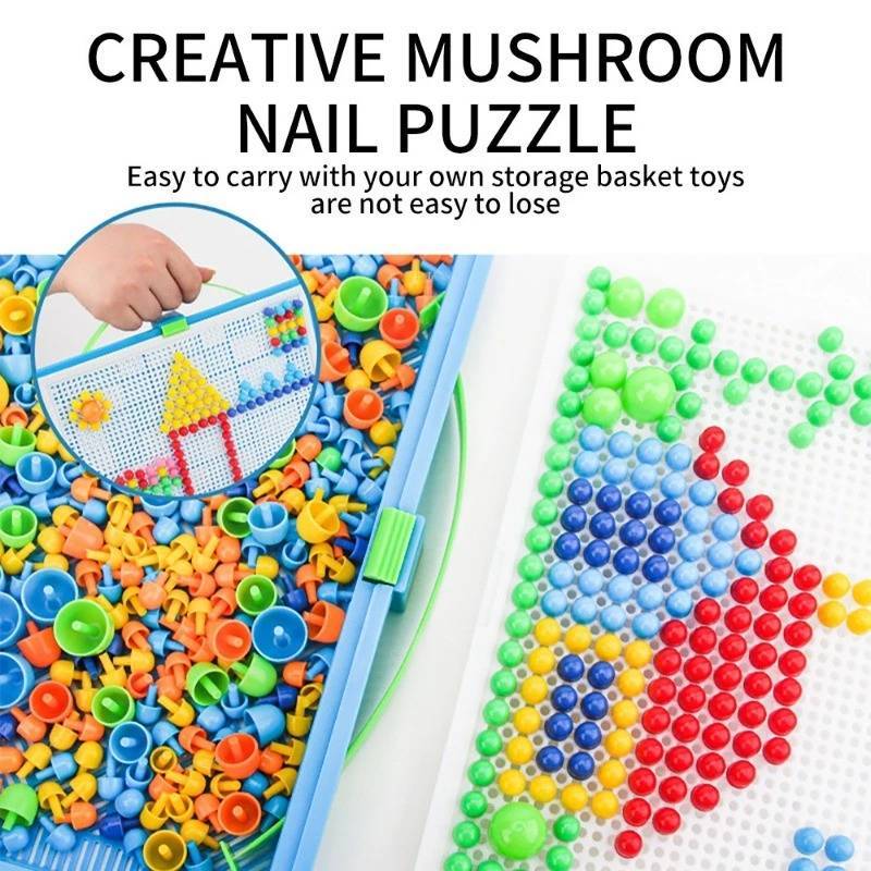 Educational Mushroom Nail Puzzle For Kids With Diy Building Fun And Brain Development