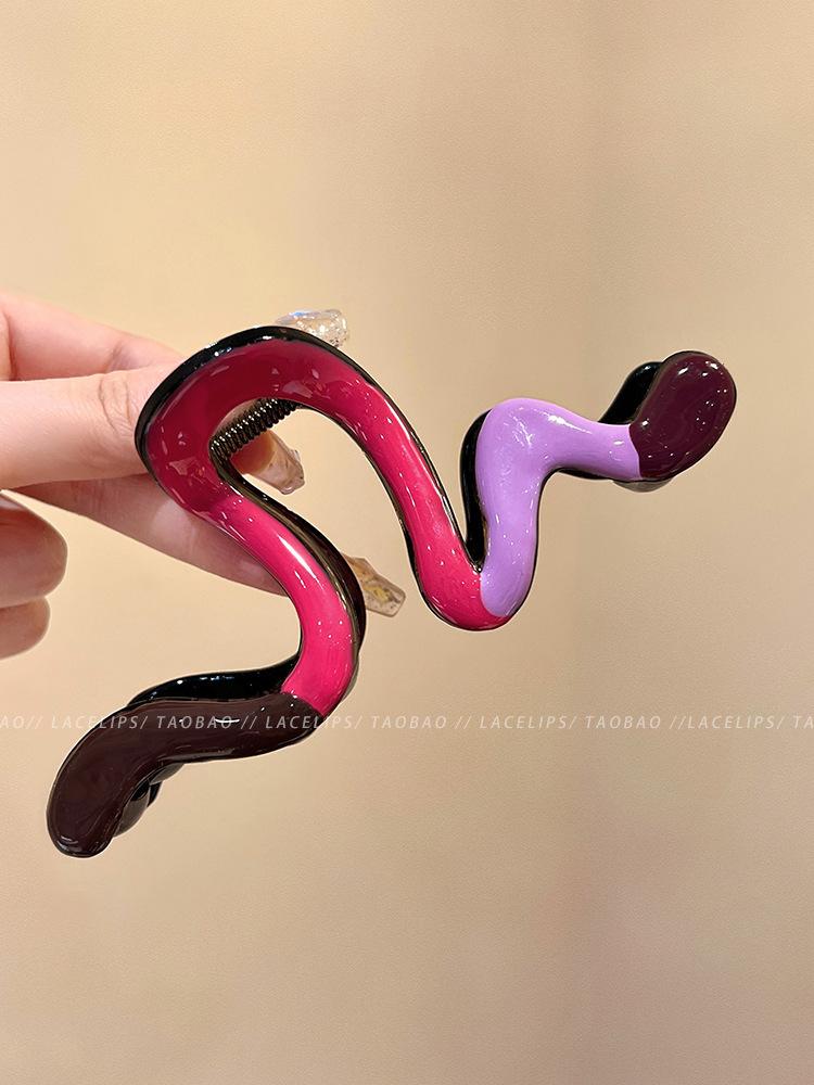 Contrasting Color Wave Pearl Large Catch Clip Summer Shark Clip Hairpin Female 2025 Clip Hair