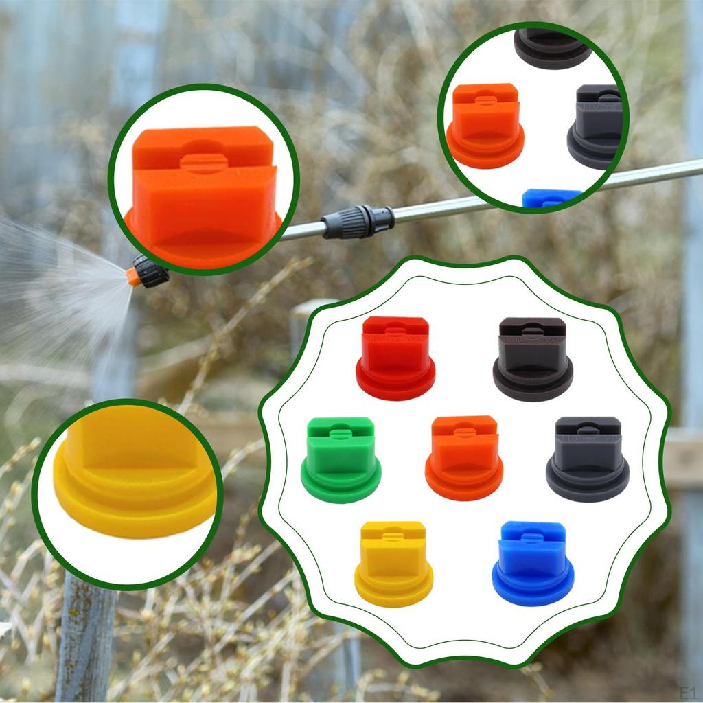 7x Spray Nozzle Tips Parts Wear Resistant 110 Degree Flat Fan Shaped for Garden Irrigation Water