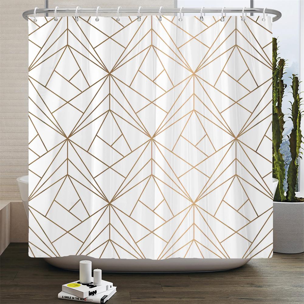 Geometrisches Muster Druck Duschvorhang Badezimmer 3D Wasserdicht Stoff Duschvorhänge Groß 180X200cm Für Badezimmer Vorhang