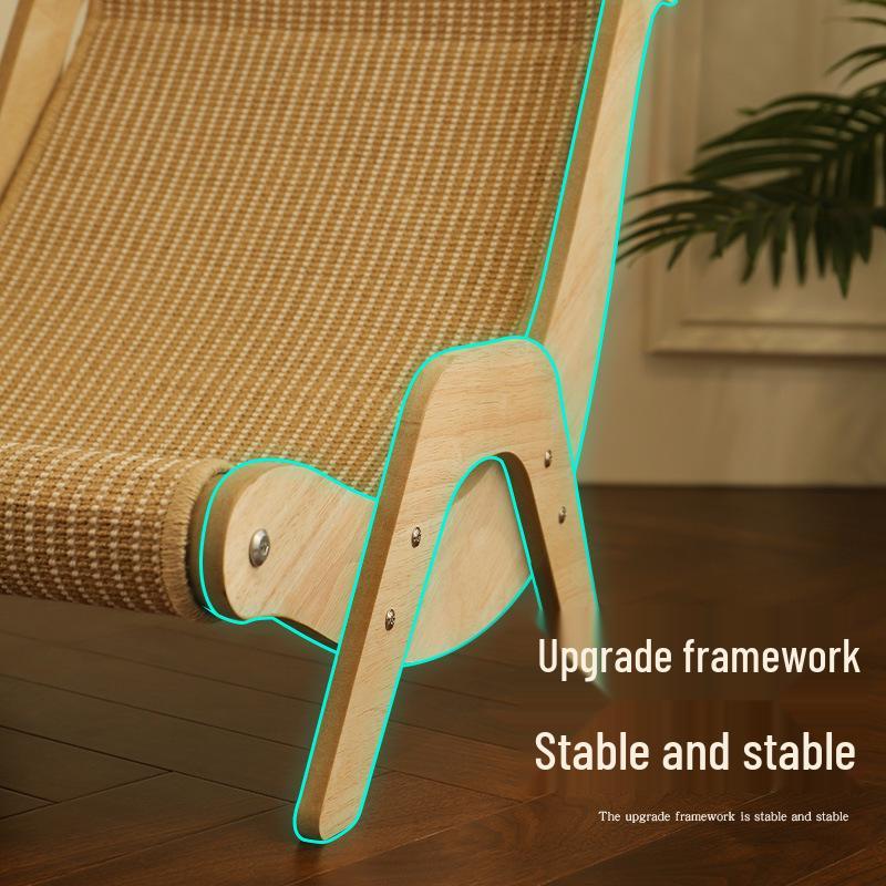 Wooden Cat Recliner: Scratch-Resistant Hammock with Sisal Scratch Pad