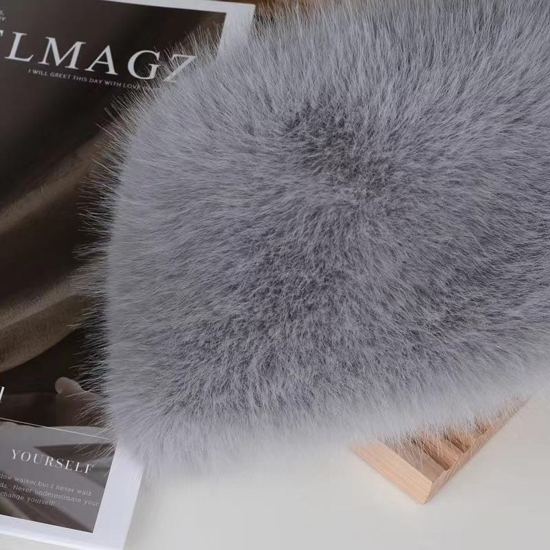 Plush Hat Women's Autumn and Winter New Bucket Hat Rabbit Fur Plush Thermal Basin Hat Big Head Circumference Bucket Hat
