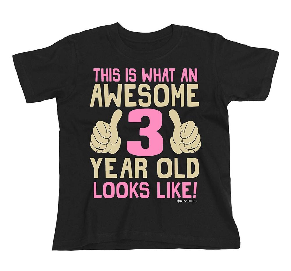

Girls 3rd Birthday T-Shirt Kids Cotton Awesome 3 Year Old GIFT Idea M