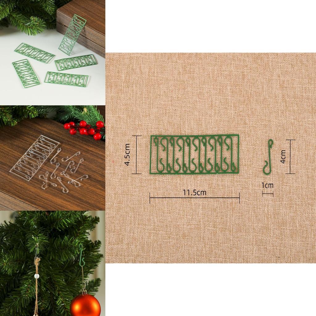 Christmas Ornament Hooks Pack Of 10 Plastic Green And Transparent Hanging Clips For Holiday Decorations