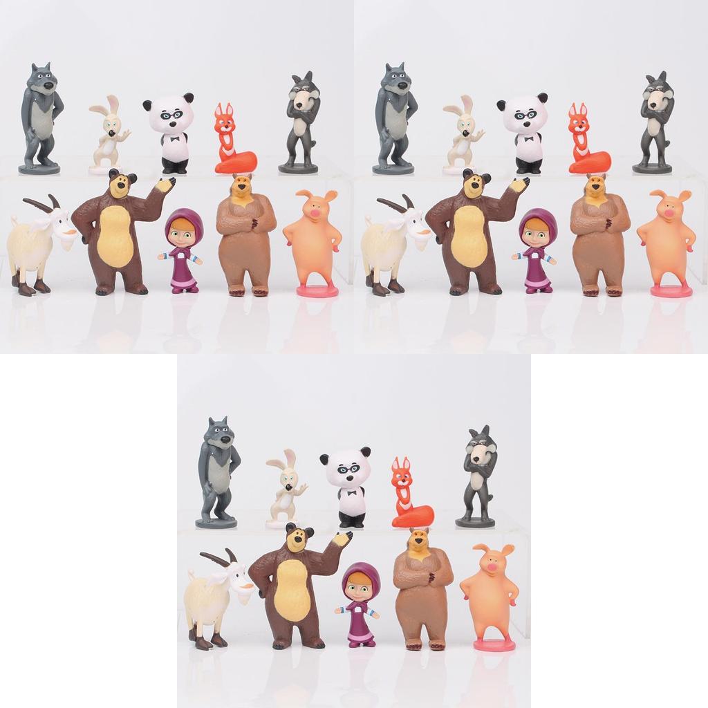 Entzückendes Mascha und der Bär Actionfiguren-Set Perfekt für Tortenaufsätze und Spielspaß