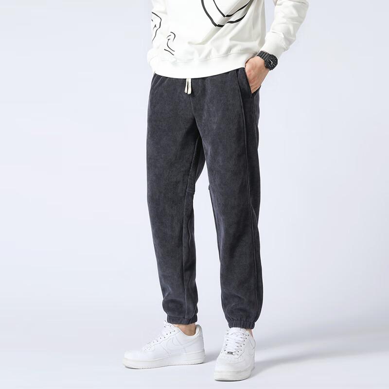 Men's Fleece Lined High-Waist Casual Winter Trousers