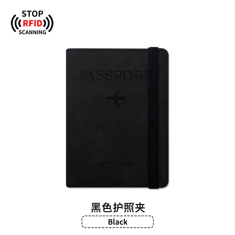 Pu leather anti-magnetic passport bag luggage tag set leather anti-theft brush rfid passport holder ID bag passport cover