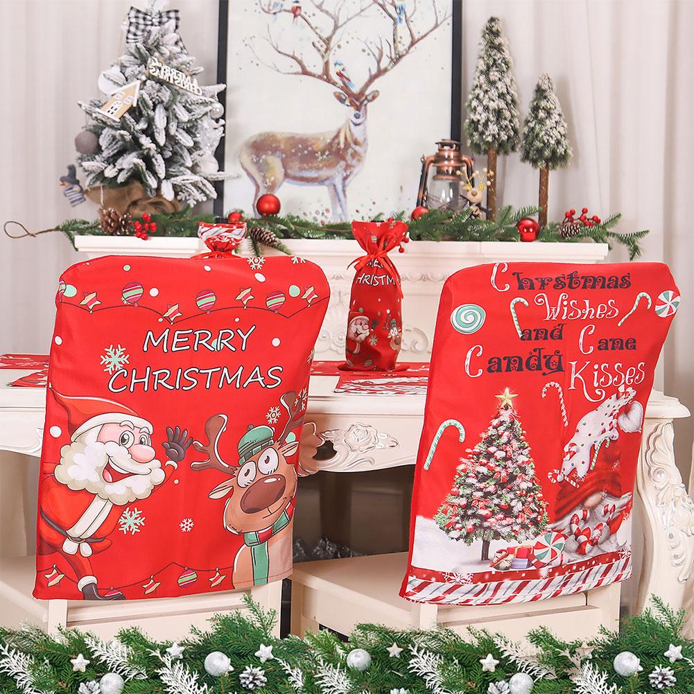 Christmas Kitchen Chair Decor Removable Decorative Chair Cover Festival Theme for Kitchen Table Home Decoration