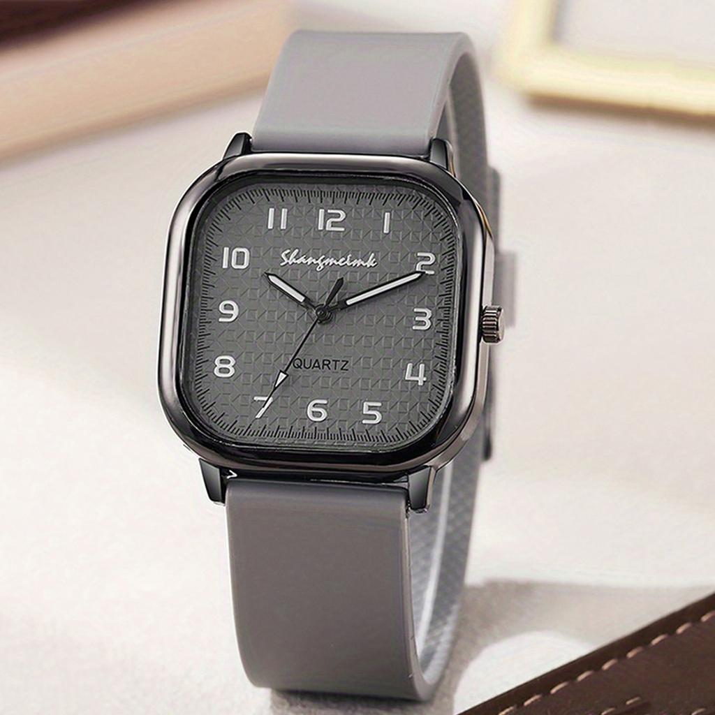 1pc- Fashion Roma Dial Women Watches Square Quartz Watch Casual Silicone Band Wristwatch