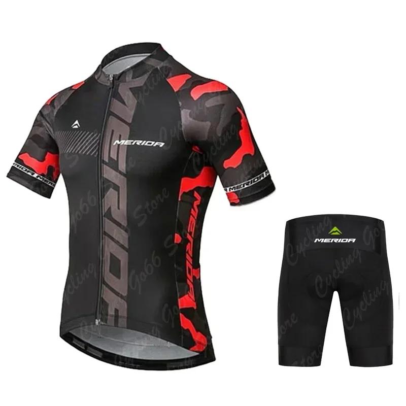 2026 Cyklistický dres Set Merida Letní Krátký rukáv Prodyšný Pánský MTB Kolo Cyklistické oblečení Maillot Ropa Ciclismo Jednotný oblek