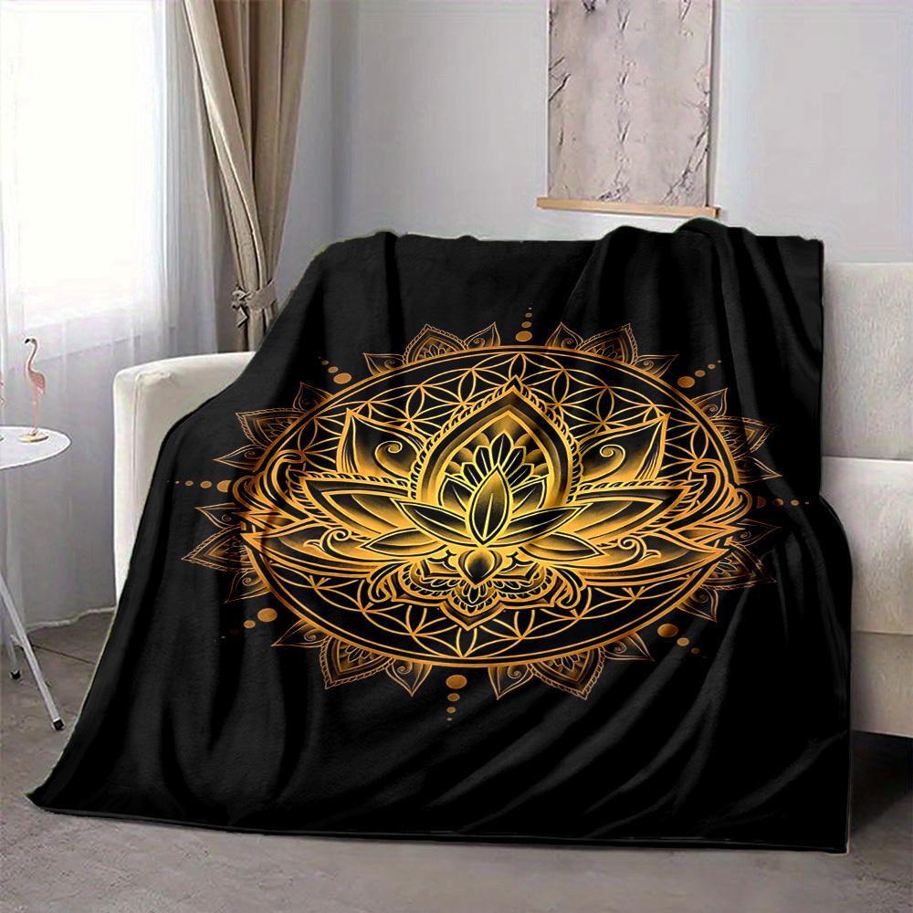 

1pc Lotus Mandala Blanket, Lightweight Flannel Throw Blanket for Sofa, Bed, Travel, Camping, Living Room, Office, Couch, Chair, and Bed 80cmx120cm