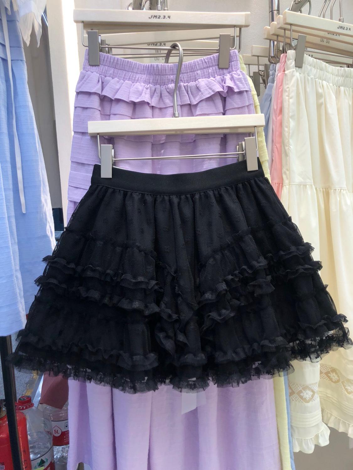 

Короткая юбка 2025 года, ранняя весна, новая эластичная юбка с высокой талией, многослойное кружево, сшитое внахлест, с принтом, белая юбка-торт one size fits all