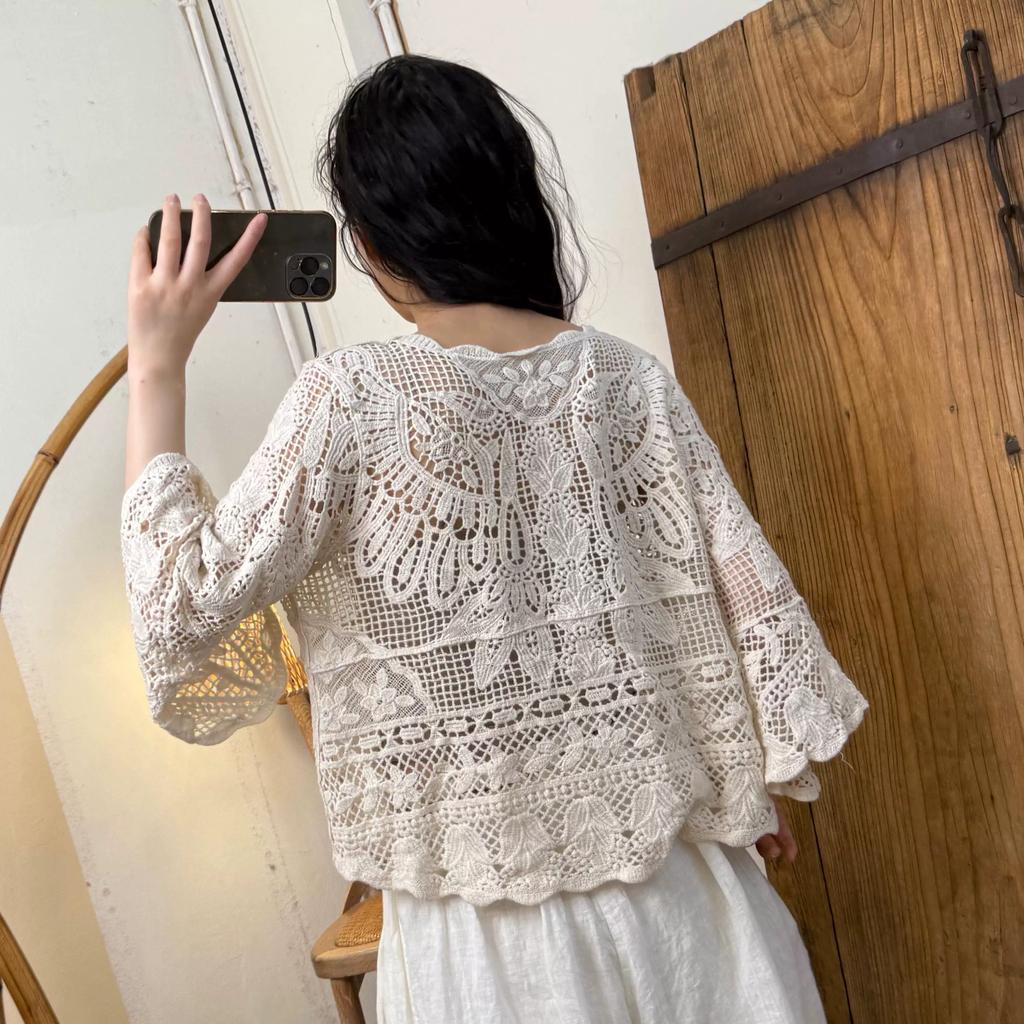 DIMANAF 2025 New Summer Basic Shirt Women Lace Blouse Short Tops Tees Casual Loose White Short  Tees