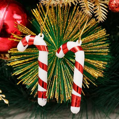 12/24pcs Christmas Candy Cane Ornaments Plastic Crutch Xmas Tree Hanging Pendant Christmas Wreath New Year Home Party Decoration