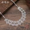 New Metal Point Diamond Flower Stacked Necklace, Women's High-end Double-layer Flower Stacked Banquet Necklace