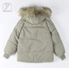 eleitchtee LHT Down Padded Winter Jacket with Fur Loose Thick Women's Coat, Outerwear, Jacket, Short, Hood, Pockets, Fit, Casual, (Size S, Green)
