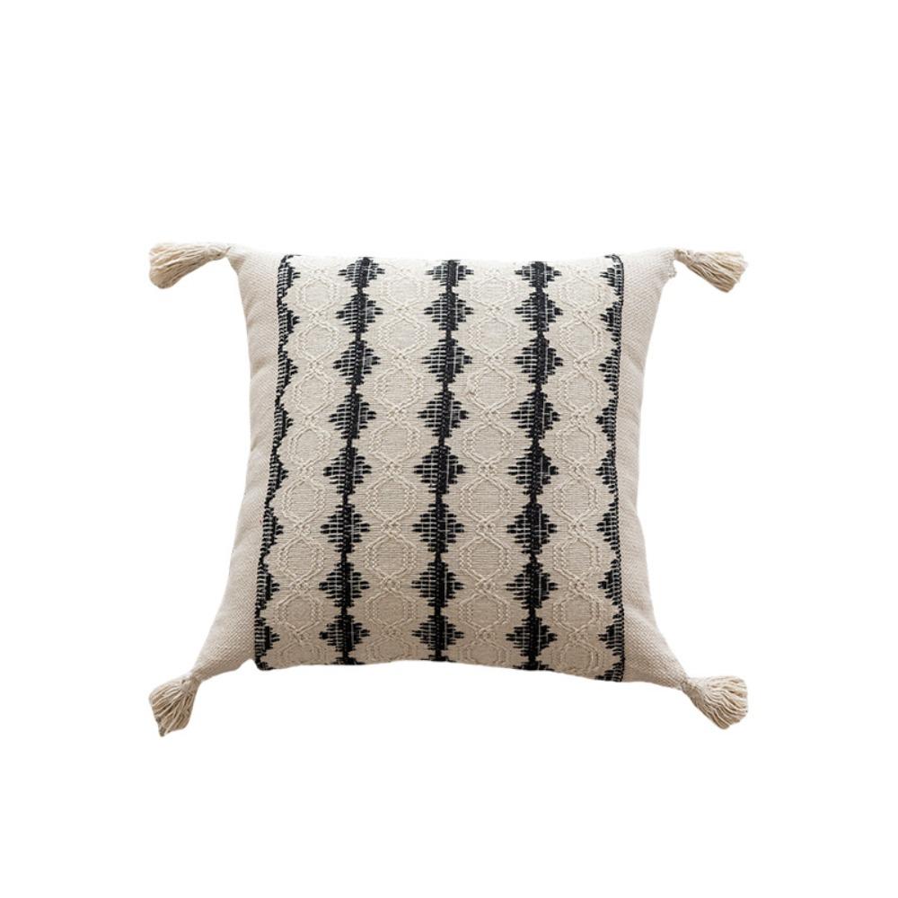 New Rustic Retro Lumbar Pillow Cover with Tassels Cotton Linen Cushion Covers Decorative Pillowcase Farmhouse Decor