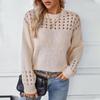 Vintage Autumn Winter Loose Knitwear Sweater Long Sleeve Solid Color Cardigan O Neck Top