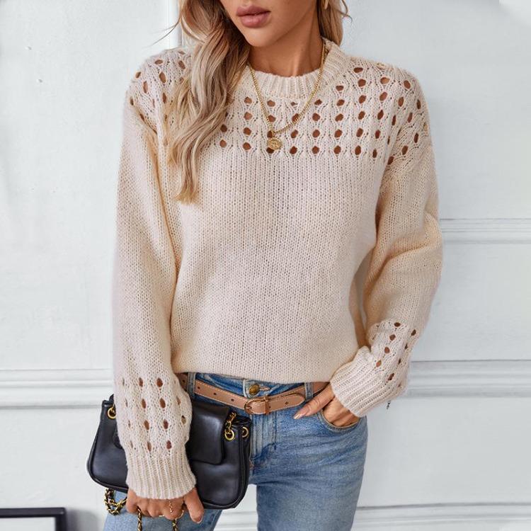 Vintage Autumn Winter Loose Knitwear Sweater Long Sleeve Solid Color Cardigan O Neck Top
