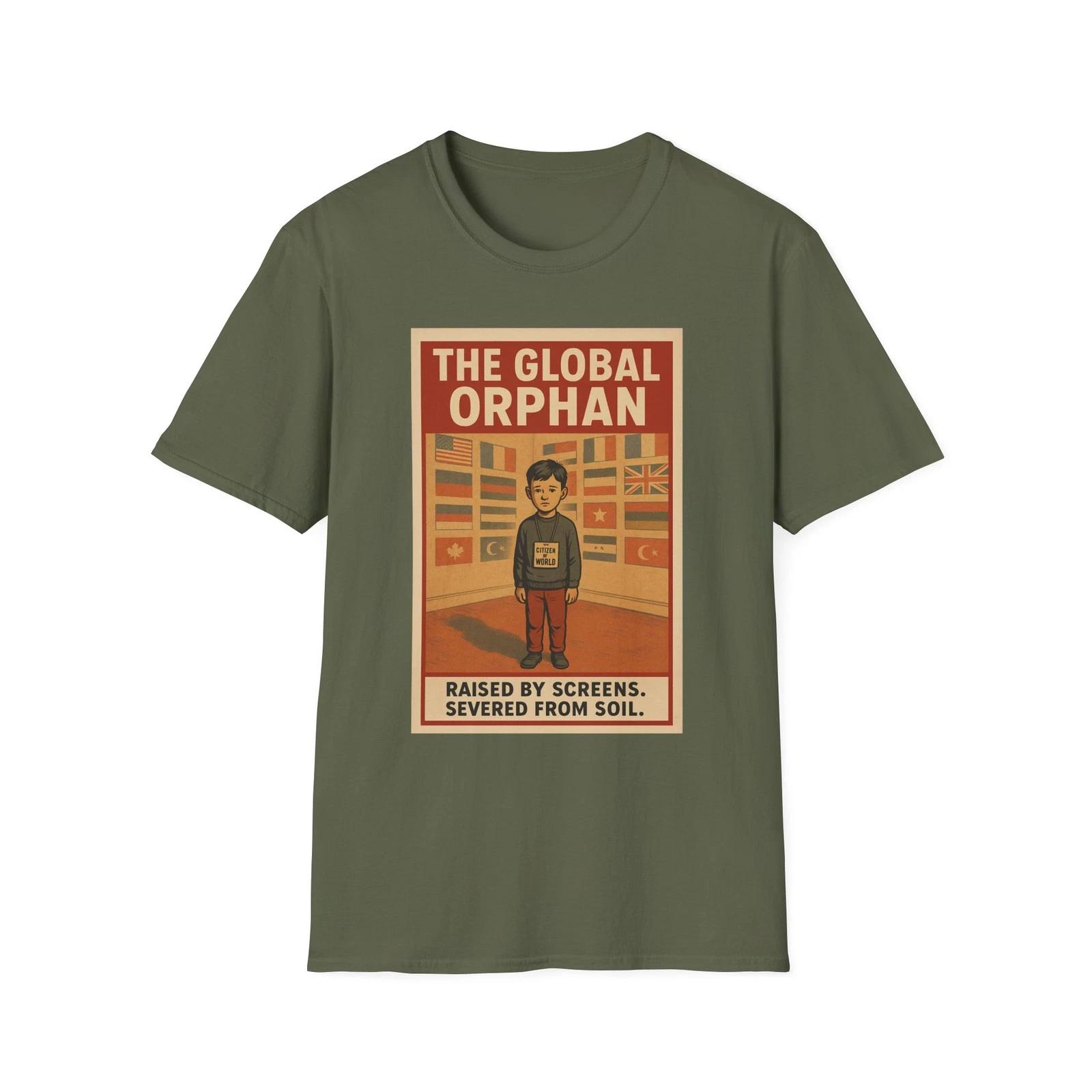 

The Global Orphan, Raised by Screens Tee, Digital Disconnection Graphic Top 4XL