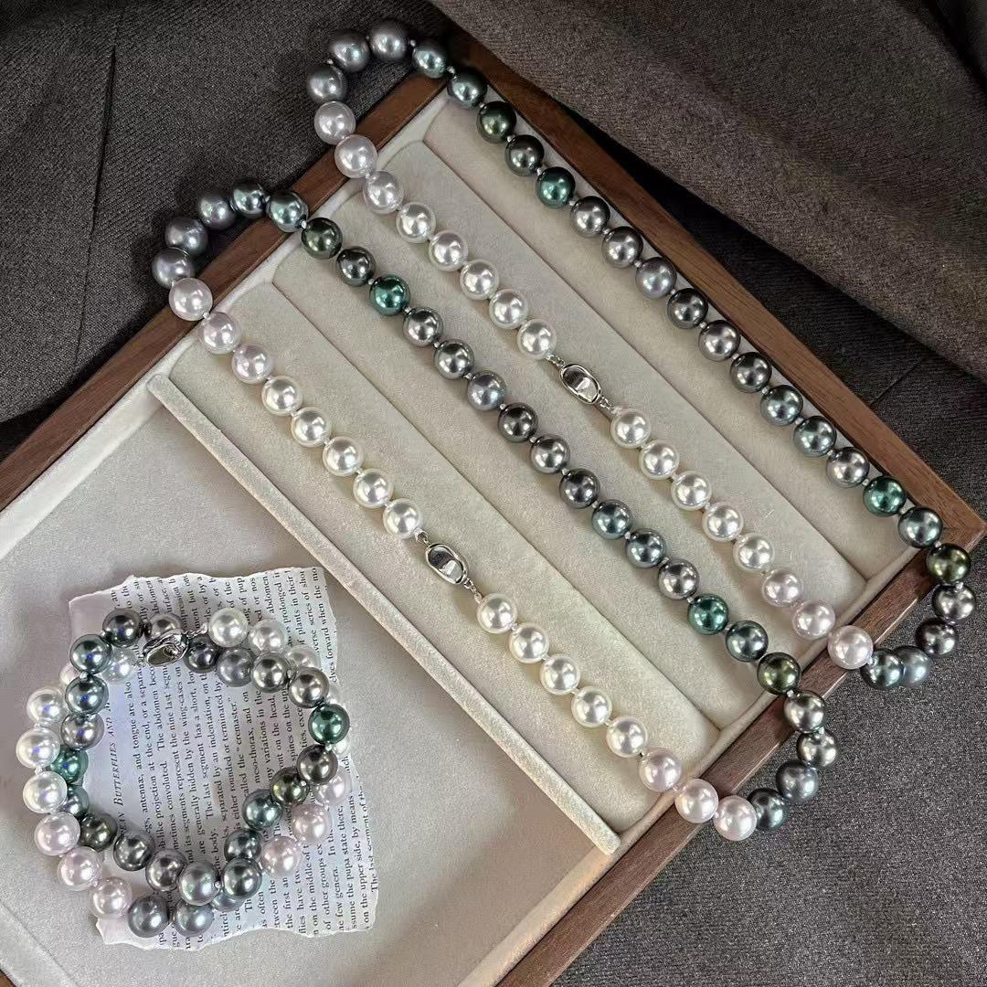 10Mm Vintage High Quality High Gloss Morandi Tahitian Faux Pearl Necklace Sweater Chain