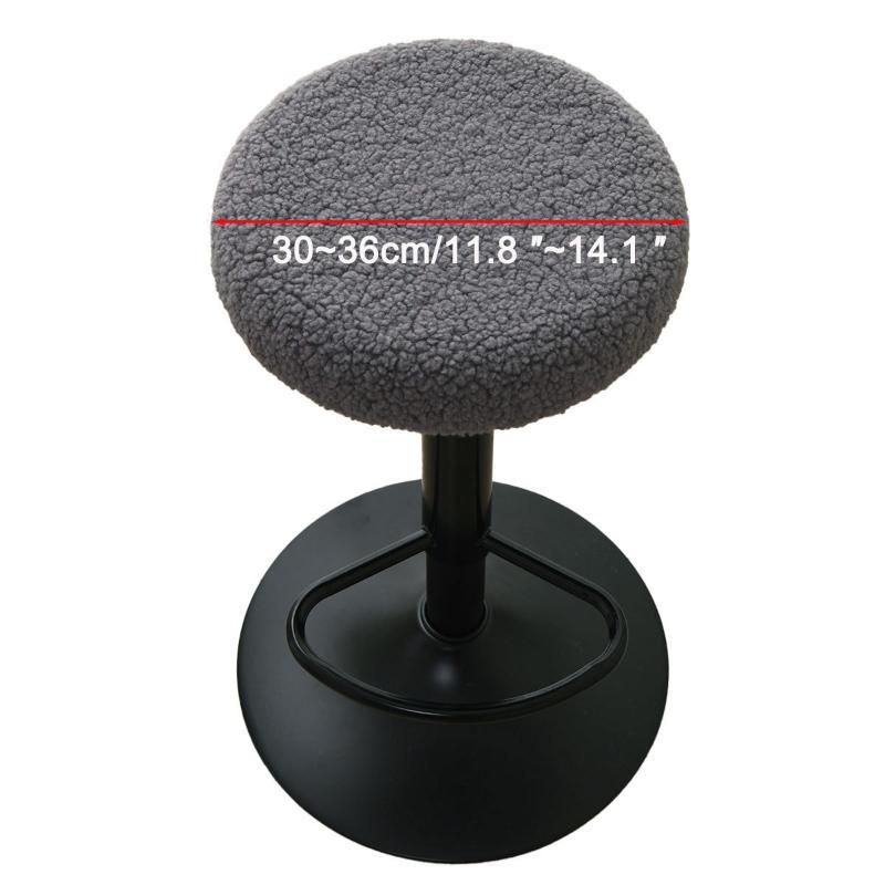 Non-slip Fleece Round Swivel Stool Cover Stretch Washable Bar Chair Protector for Home Coffee Shop Pub Counter Seats