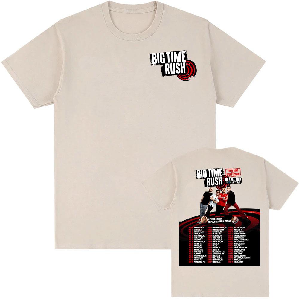 Trendy discount Big Time Rush In Real Life Wereldtour 2025 T-shirt Katoen Zomer Korte Mouw T-shirts Muziekgroep Grafisch T-shirt Heren Tees M zand