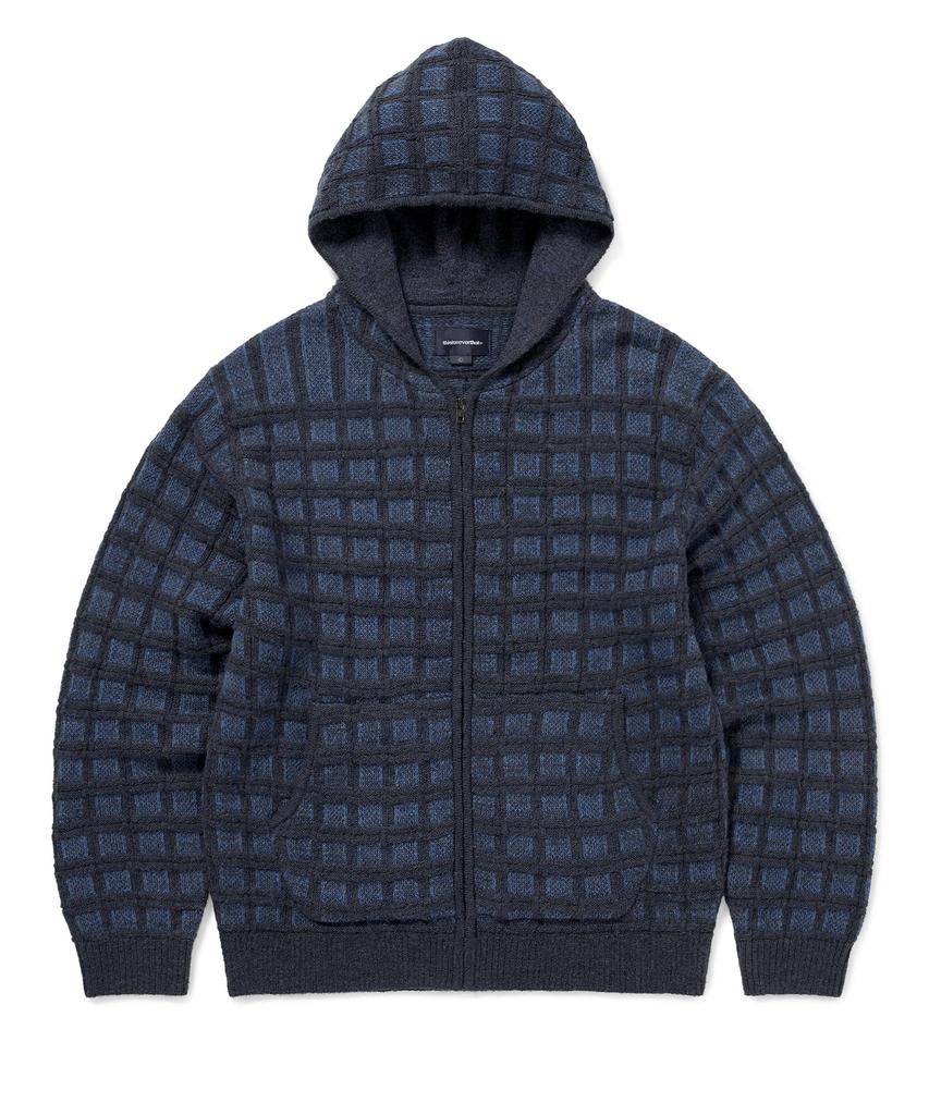 THISISNEVERTHAT Textured Knit Zip Hoodie Navy