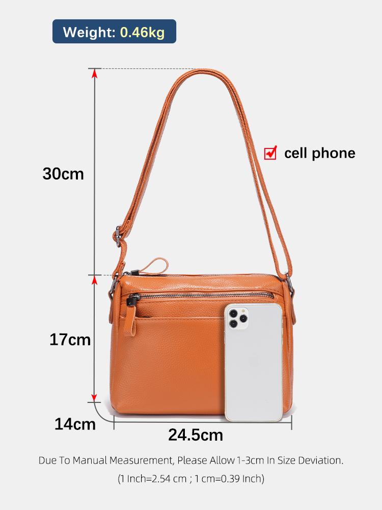 Zency Handbag For Women Genuine Leather Crossbody Multiple Compartments