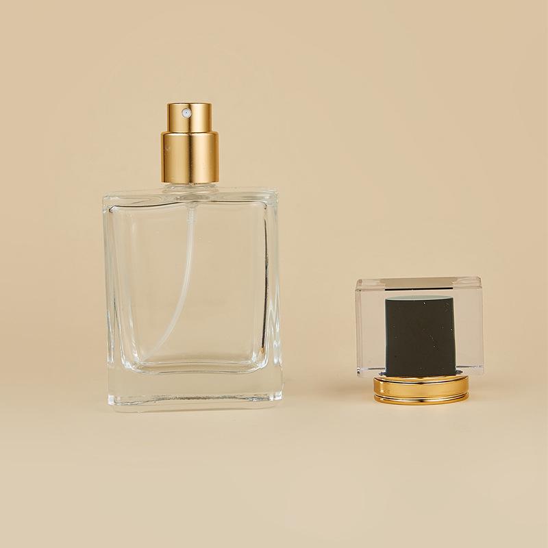Spot 3050ml Square Glass Perfume Bottle with 15-Tooth Screw-Top and Thick Bottom, Reusable Cosmetic Spray Bottle