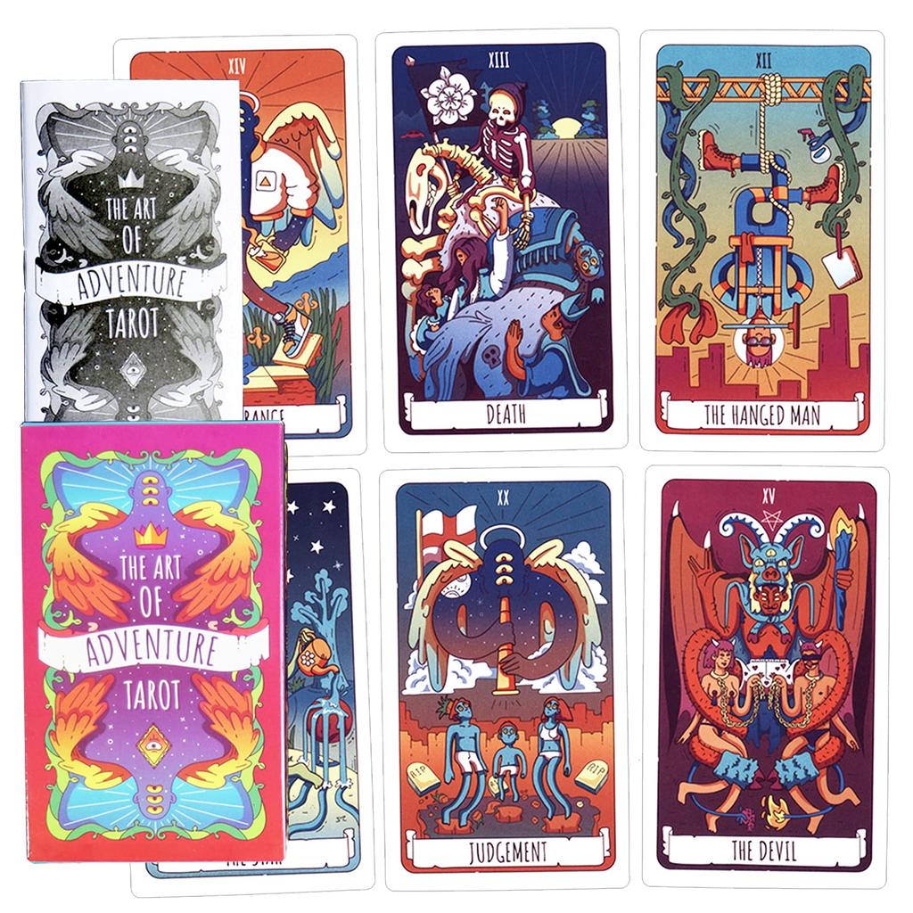 Atesswy Art of Adventure Tarot Deck A Whimsical and Vibrant 78 Card Deck with Standard X X - Guidebook, Size 4.75" 2.75" (120mm 70mm)
