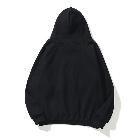 Men Hoodie with Solid Color Hood Large Front Pocket Pullover Sweatshirt Loose Fit Sports Tops Street Wear