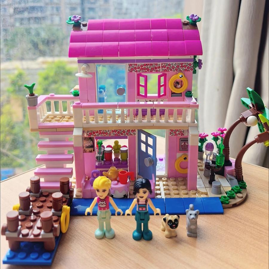 474PCS Friends City House Summer Holiday Seaside Villa Apartment Building Blocks Sets Figures DIY Toys for Kid Girls Christmas Gift