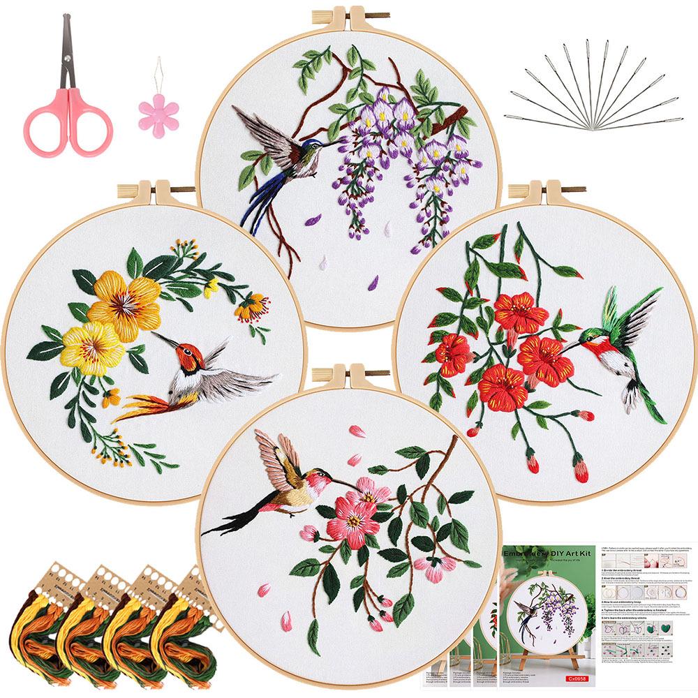 DIY Handmade Embroidery Kit: Hummingbird and Floral Design
