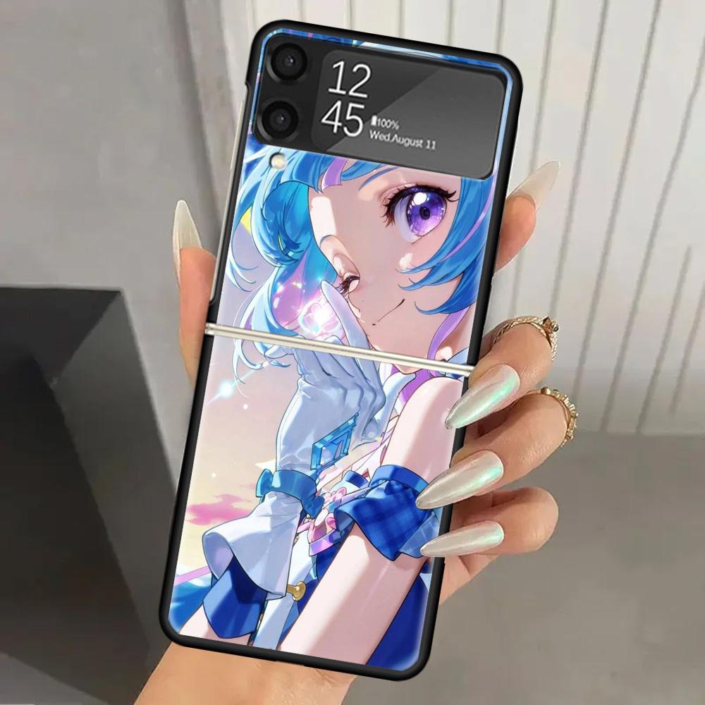 

Жесткий ПК чехол для телефона Pretty Cure для Samsung Galaxy Z Flip 7 6 5 4 3 Черный ZFlip7 ZFlip6 Flip5 Flip4 Flip3 5G Чехол с принтом Samsung Z Flip