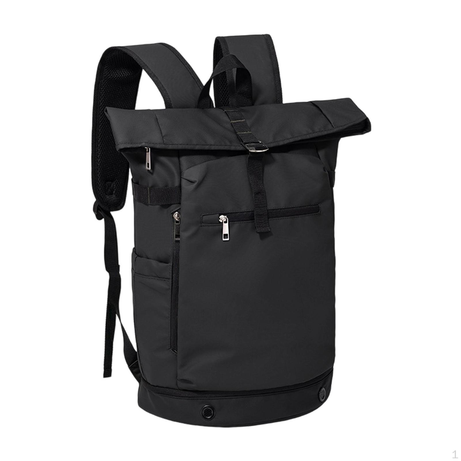 

Roll Top Backpack Tennis Capacity Adjustable 20-35L Fashionable Badminton Racquet Bag Black