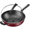 FiveLn Deep Frying Pan, Vegetable Stir-Frying Pan, 28cm/30cm/32cm/34cm, with Lid, Non-Stick, Wok, Induction Compatible, Gas Compatible, All Heat Sourc