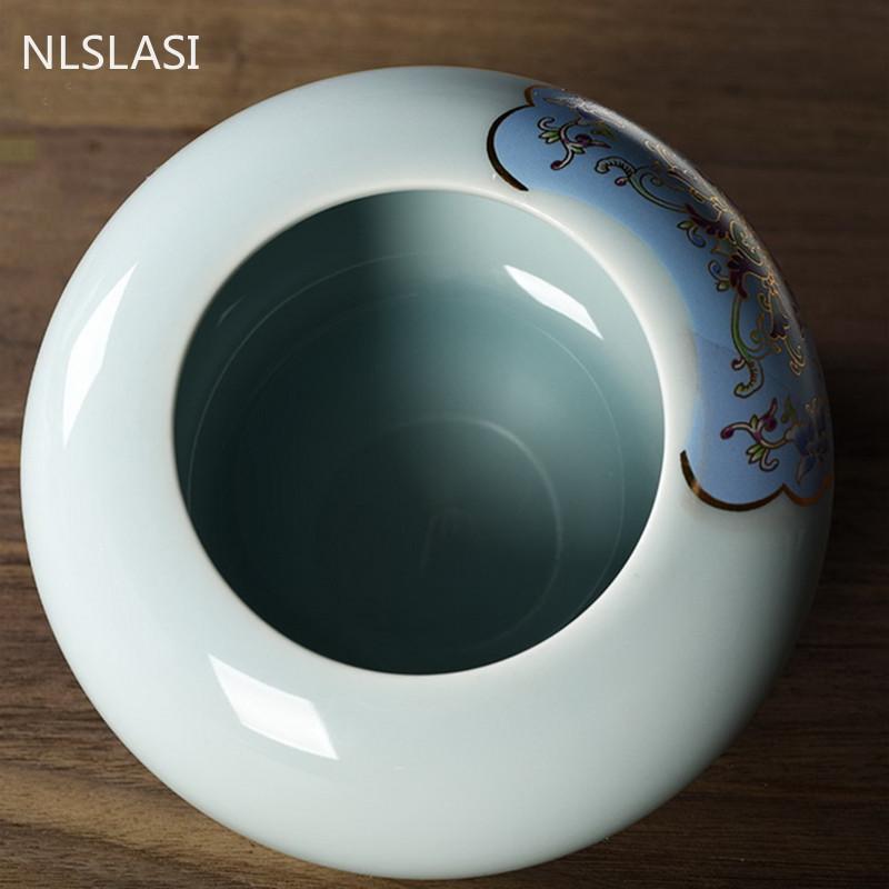 Luxury Court Style Ceramics Tea Caddy Oolong Tieguanyin Containers Travel Tea Container Coffee Powder Sealed Storage Tank